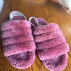 UGG Fuzzy Pink Slide Slippers